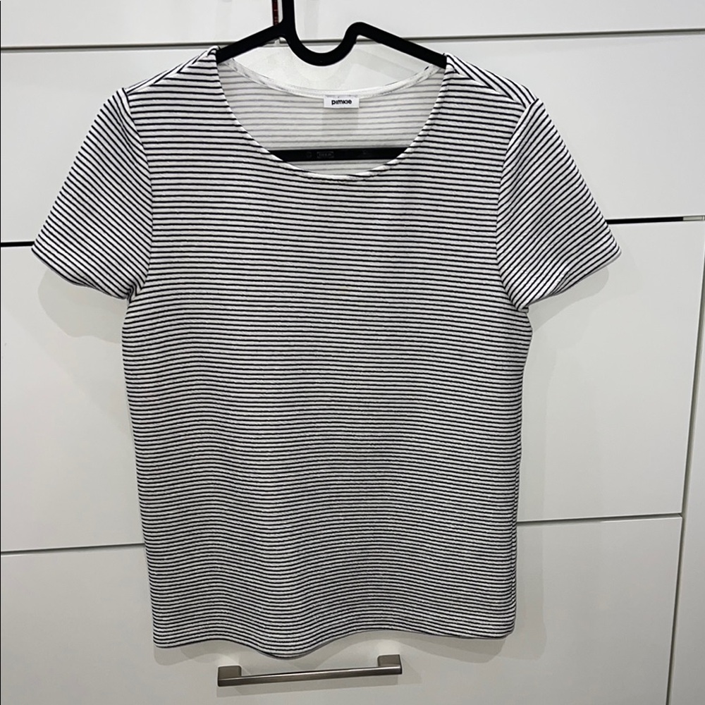 Black and White Striped Women's Top